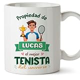 MUGFFINS Tazas Personalizadas para TENISTA hombre - En Español - Propiedad de - 11 oz / 330 ml - Regalo Personalizable original y divertido