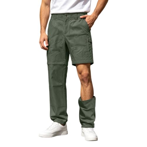 Gefomuofe Pantalones de senderismo para hombre con cremallera off, pantalones de trekking de secado rápido, impermeables, transpirables, pantalones cargo de verano, pantalones funcionales, pantalones