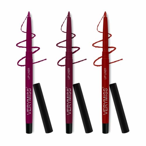Image of VERYMISS Creamy Matte Lip Liner Pencil | Waterproof, Long Lasting & Matte Finish | Smooth Application | Defines & Shapes Lips | For Women & Girls I Set of 3