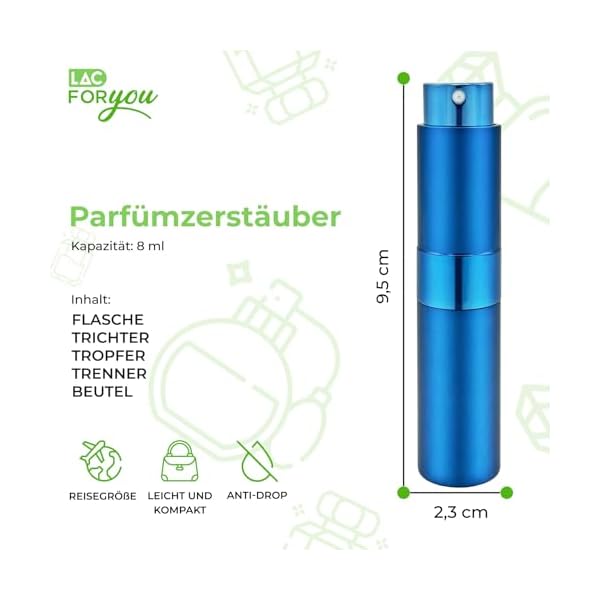 LAC FOR YOU 1Stück 8ml Parfümzerstäuber Nachfüllbar für Unterwegs - Portable Parfüm Abfüller Leer Reise Zubehör – Bild 3