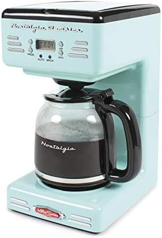 Nostalgia Retro 12-Cup Programmable Coffee Maker With LED Display, Automatic Shut-Off & Keep Warm, Pause-And-Serve Function, Aqua