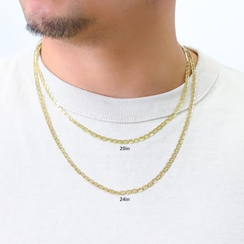 Nuragold 10k Real Yellow Gold Solid Mariner 4mm Chain Anchor Link Necklace (16"-30") Italian Jewelry for Men & Women2