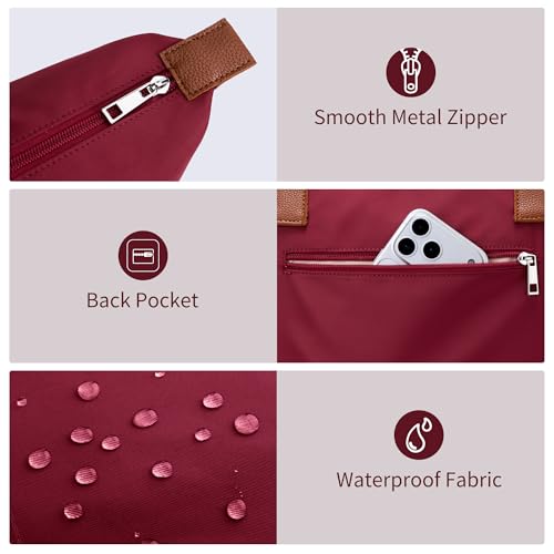 Image of Tote Bag for Women, Casual Hobo Bag Vegan Leather Top-Handle Purse Foldable Shoulder Nylon Zipper Handbag