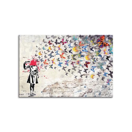 アートパネル Banksy バンクシー モダン 風景画 インテリア 絵 壁絵 壁掛け 絵 ソファの背景絵画 寝室絵画 軽くて取り付けやすい センチ 木枠付きの完成品 (C,40x60cm(16x24in))