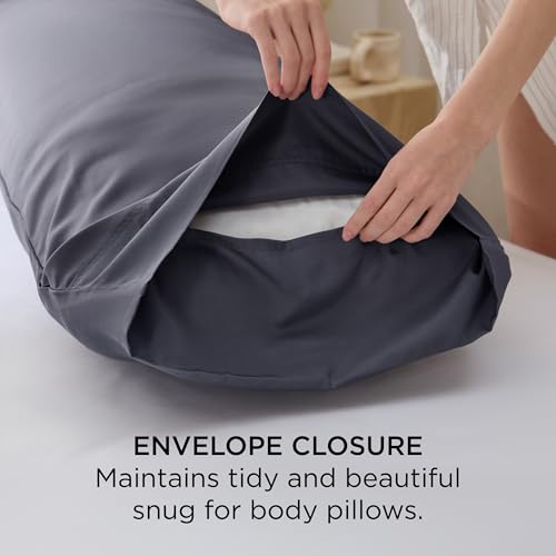 Bedsure Body Pillow Cover, Cooling Body Pillow Pillowcase for Hot Sleepers, Rayon Derived from Bamboo Grey Pillowcase, Breathable & Soft Long Pillow Case Cover with Envelope Closure, 20x54 Inches