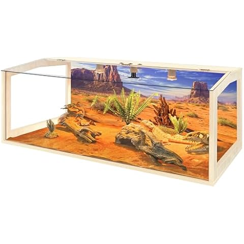 Prolee 70 Gallon Reptile Terrarium, Bearded Dragon Tank, Lizard Tank, Built-in Lamp Fixture and Switch, Snake Tank, 48" x 20" x 20" Cover