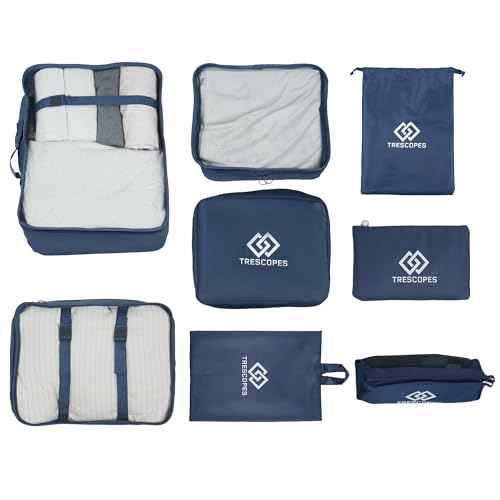 Trescopes Travel Packing Cubes, Luggage Organisers for Suitcase (Navy)