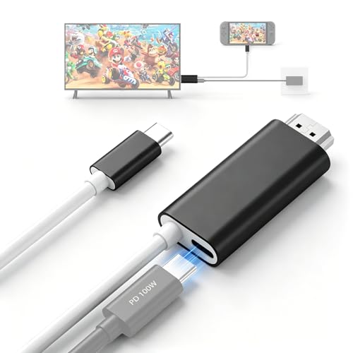 Image of Verilux Type C to HDMI Cable with Portable Dock, HDMI to Type C Cable with PD 100W Charging & 4K@60Hz HDR TV Dock Replacement for Switch 2 /1 /OLE, Plug & Play Travel Docking for Monitor, Projector, TV
