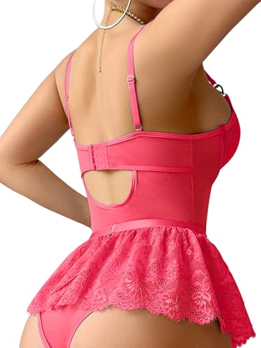 Image of Lilosy Sexy Lingerie Set 3 Piece Women Corset Bodysuit Skirt
