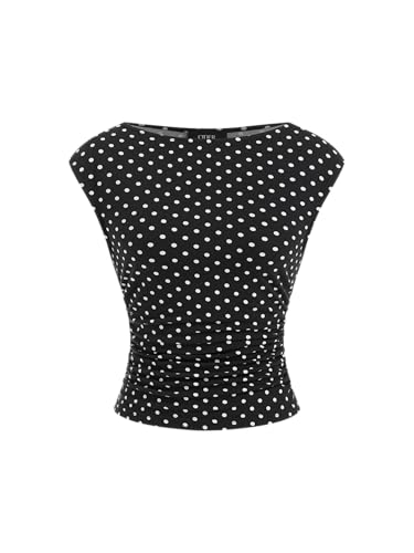 Image of CIDER Boat Neck Tops for Women Sleeveless Ruched Crop Tank Tops | Slim Fit, Trendy Summer Outfits, Casual Tee Shirt