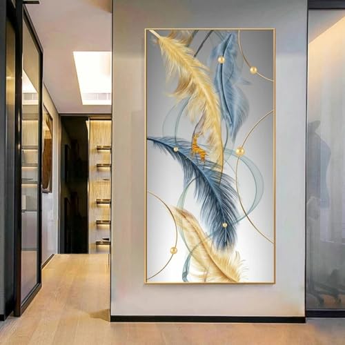 Peinture abstraite Plume affiche art mural One Piece grand format décoration maison