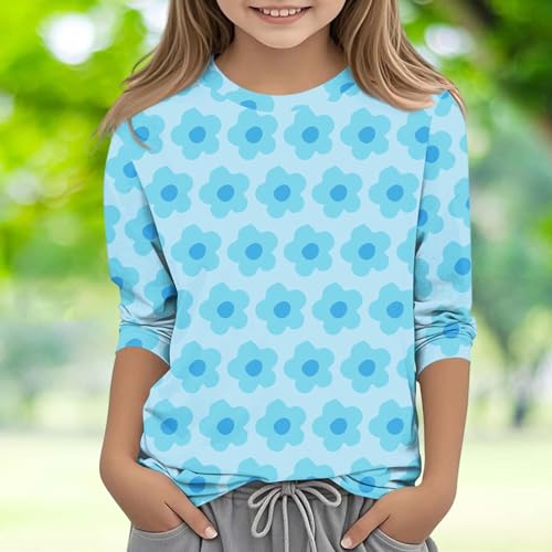 Girls Star Printed Raglan Shirts 3/4 Sleeve Crew Neck Color Block T-Shirt Casual Classic Comfy Daily Fall Tunic Tops2
