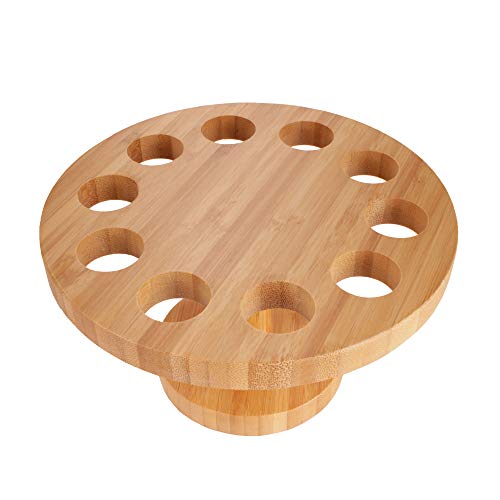 BambooMN 7.25 Inch Natural Bamboo Circle Food Cone Display Tamaki Stand for Restaurants, Catered Events, Party or Buffets, Holds up to 10 Cones