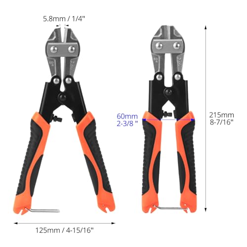 QWORK® Bolt Cutter, 8 Inch/220mm Cr-V Mini Bolt Cutter with Non-Slip Grip, for Cable, Chain, Spring 6 QWORK® Bolt Cutter, 8 Inch/220mm Cr-V Mini Bolt Cutter with Non-Slip Grip, for Cable, Chain, Spring - Image 6