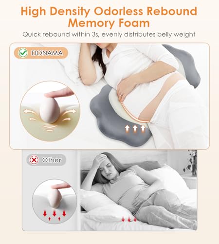Image of Pregnancy Pillows for Sleeping, Memory Foam Maternity Pillow Support for Back Belly HIPS, Adjustable Travel Wedge Pillow for Pregnant Women, Side Sleeping Pregnant Pillows with Velvet Cover