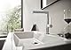 hansgrohe Waschtischarmatur Finoris, Wasserhahn Bad mit Auslauf Höhe 230 mm, mit Push-Open Ablaufgarnitur, Badarmatur wassersparend, 120° drehbar, Chrom