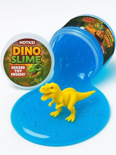 Image of HOTKEI Blue 200 gm Slime with Dinosaur Eraser Toy Inside for Kids 3 to 10 Years Kit Set Art Slime Dino Toys for Birthday Return Gift Toys for Kids Boys Girls Birthday 9-12 Year