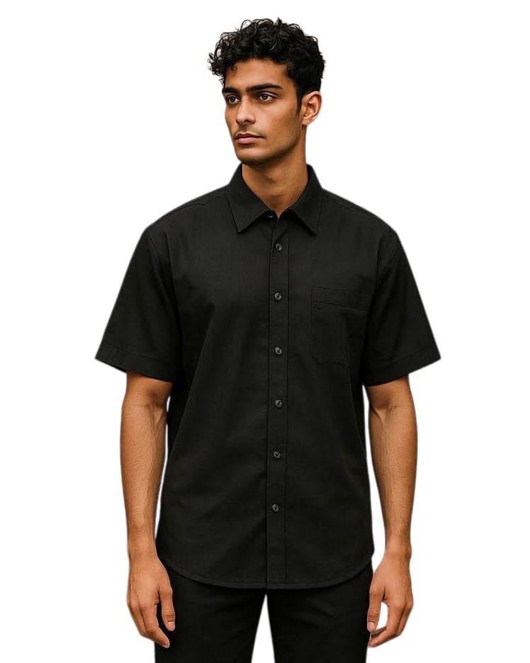 Image of Men's Khadie Cotton Half Sleeves Plain Solid Casual Shirt