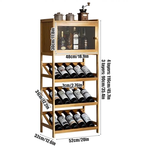 Soporte para botellas de vino independiente de bambú 3 niveles miniatura 7