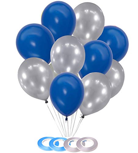 Ballons décoratifs métallisés bleu ciel et argent de 25,4cm pour arche de fête