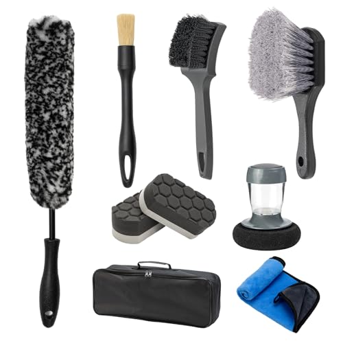 9Pcs Car Wheel Brush kit, Tire Brush, Microfiber Flat Wheel