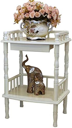 Telephone Table, European-Style Living Room Solid Wood Telephone Stand,Small Square Coffee Table,Sofa Side Table with Drawers,Side Table (Color:Stainless Steel)
