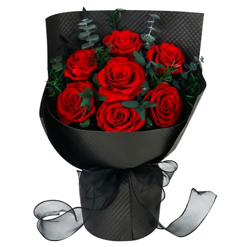 Flowers for Delivery, 7 Red Roses Preserved Flowers Bouquet with