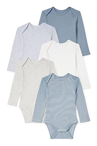 C&A Baby Jungen Body Multipack|5er Pack Unifarben|Streifen cremeweiß 80