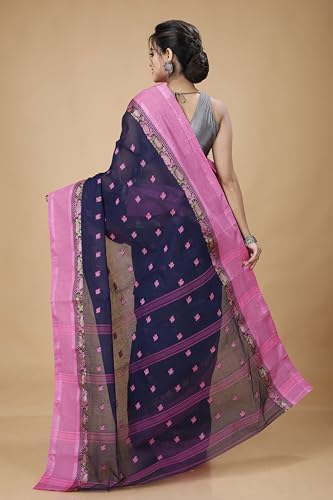 Image of Women's Traditional Bengal Tant Pure Cotton Design Border & Butta Tant Saree Without Blouse Piece