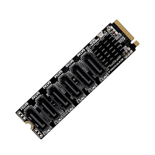 PCIE3.0 M.2 M Key to 6Ports SATA III Expansion Card 6Gbps with LED Indicator Compatible with ASM1166