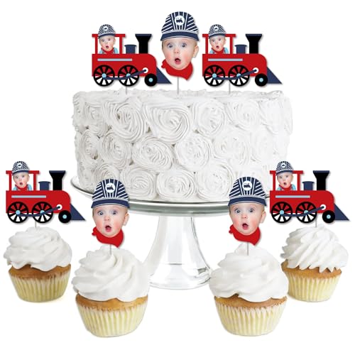 Custom Photo Train Party - Birthday or Baby Shower Treat Picks - Set of 24