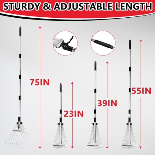 Rastrillo ajustable de hoja 23" a 75" acero inoxidable miniatura 2