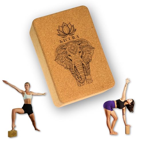 Kicura Kork Yoga-Zubehör Set - Faszienrolle, Block, Rad & Gurt (Baumwolle)...