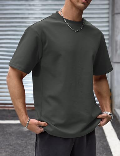 Image of Herberton Mens Oversized T-Shirts Heavyweight Cotton Stretch Fashion Thick Tee Tops (S-3XL)