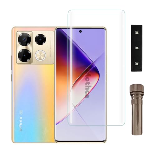 Image of Mothca Premium UV Tempered Glass Screen Protector For Infinix Note 40 Pro 5G / Infinix Note 40 Pro Plus 5G (Pack of 1) Full Adhesive UV Curved Screen Guard, Case Friendly with Installation Kit