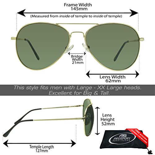 Image of proSPORT Aviator Big & Tall Sunglass Mens Oversize Extra Large & Wide Fit Polarized Available