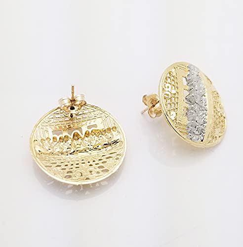 Men's Gold Last Supper Earrings 10K Yellow Gold Large Round Earrings4