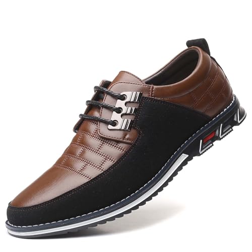 Image of Mens Dress Shoes Casual Business Oxford Derby Orthopedic Leather Shoes Simple Lace-up Walk Loafers Flats Shoes for Men