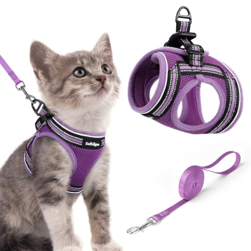 Image of rabbitgoo Cat Harness and Leash Set, Step-in Soft Vest, Purple-Light Purple