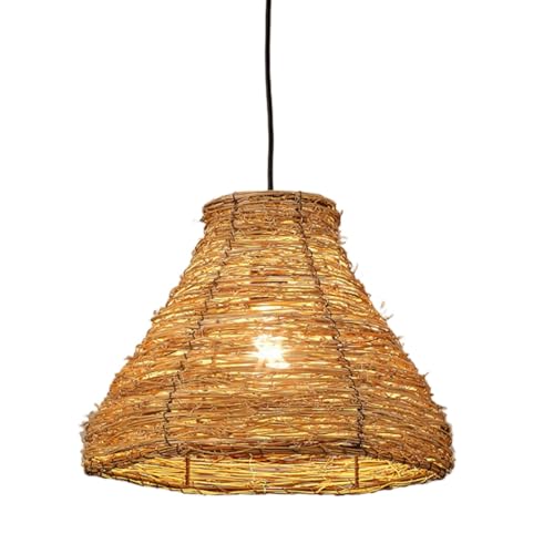 WVKANATI American Style Rattan Chandelier 13.7'' Japanese Style Ceiling Fixture
