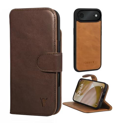 Étui portefeuille iPhone Air 6.5" 2025, coque marron foncé pour le quotidien