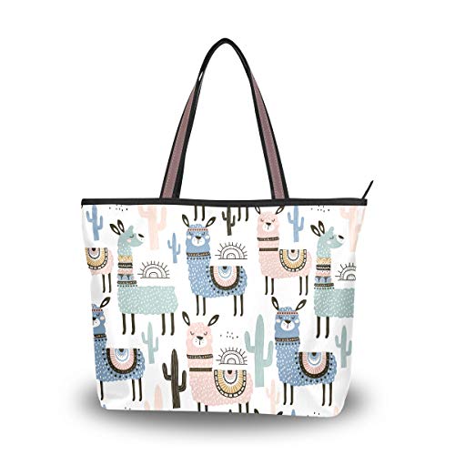 Womens Top Handle Tote Bag Llamas Cactus Sun Shoulder Bag Handbag