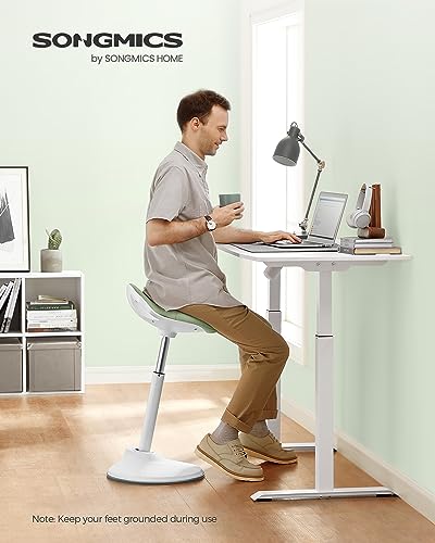 Image of SONGMICS Standing Desk Chair, Adjustable Ergonomic Wobble Stool, 23.6-33.3 Inches Drafting Chair, Swivel Sitting Balance Stool, Fabric Upholstery, Anti-Slip Bottom Pad, Sage Green UOSC002C01