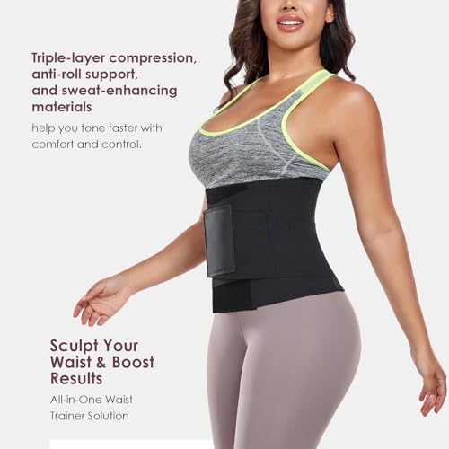 Waist Trainer for Women Waist Cincher Trimmer Ab Belt Tummy Control Body Shaper with Triple Wrap3