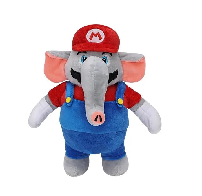 NovaCarta Mario Elefant Plüschtier 27,5 cm Rot Blau Klempner Kostüm Weiches Plüschtier
