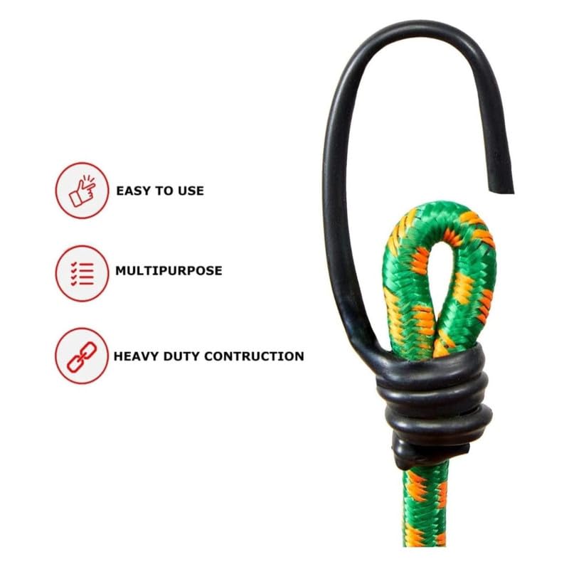 COPY LINE 15 FT Cloths Drying Ropes | Multi Colour | Bungee Cord | Ropes with HOOKES,Pack 2 1