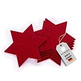 kontor28 - Filz Untersetzer Winter Motiv - 6er Set, Design Untersetzer aus 100% Natur Schurwolle, schmutz -und wasserabweisend, für Getränke, Bar, Tasse, Glas, Motiv Stern