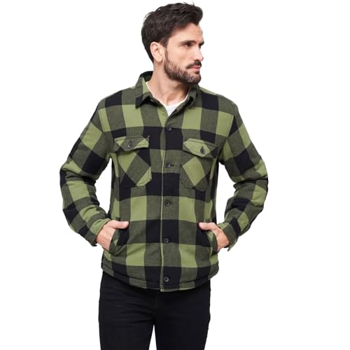 Image of Brandit Individual Wear Men's Quilted Flannel Lumber Jacket - Warm Straight-Cut Casual Outdoor Jacket with 2 Chest Pockets