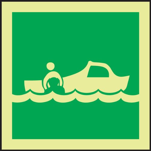 Autocollant IMO Rescue Boat flexible et photoluminescent Accuform 6x6