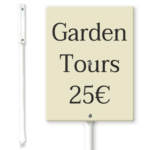 Horienteeon Garden Tours 25€ Beige Yard Sign with Stakes 20×30cm, Sturdy Aluminum Yard Signs Weatherproof, Funny Garden Sign, Humorous Outdoor Decor, Grass Backyard Garden Notice